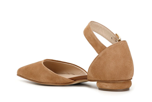 CafèNoir Donna Ballerina in camoscio con laccio e fibbia C1ED5230 Cuoio