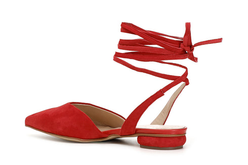 CafèNoir Donna Ballerina in camoscio con lacci alla caviglia C1ED5250 Rosso