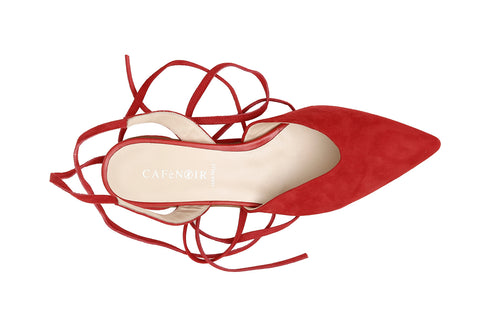 CafèNoir Donna Ballerina in camoscio con lacci alla caviglia C1ED5250 Rosso