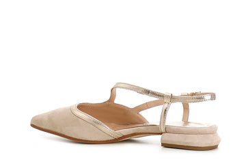 CafèNoir Donna Ballerina in camoscio asimmetrica aperta dietro C1ED5380M072 Ecru