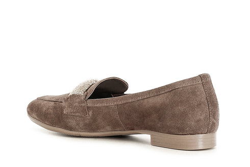 CafèNoir Donna Mocassino in pelle scamosciata con passante in microstrass C1EG5001M005 Taupe