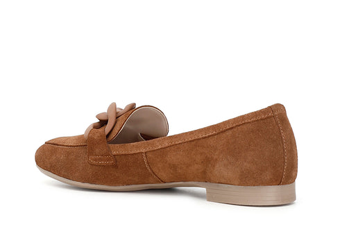 CafèNoir Donna Mocassini in pelle scamosciata con catena C1EG6000 Cuoio