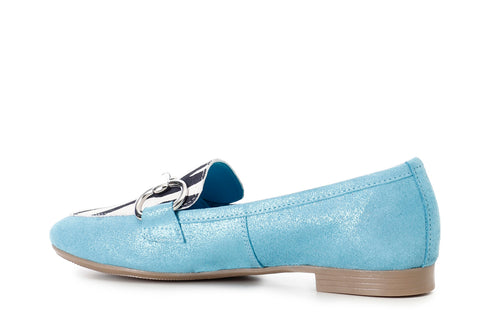 CafèNoir Donna Mocassino in pelle glitter e cavallino C1EG6003B015 Celeste