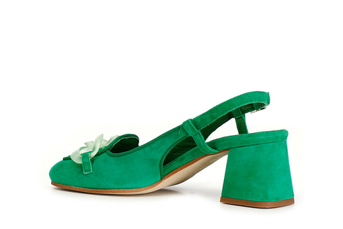 CafèNoir Donna Scarpa aperta dietro in camoscio con catena C1EL5050G001 Verde