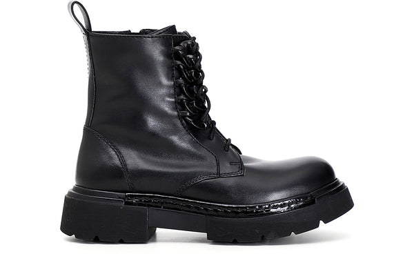 CafèNoir Donna Tronchetto allacciato in pelle con catena strass C1FB1010 Nero