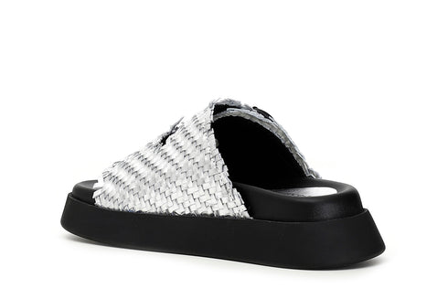 CafèNoir Donna Ciabatte 2 fibbie in pelle intrecciata C1FF7210L001 Argento