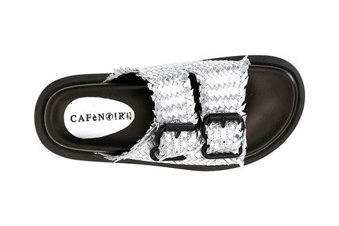 CafèNoir Donna Ciabatte 2 fibbie in pelle intrecciata C1FF7210L001 Argento