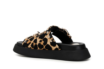 CafèNoir Donna Ciabatte 2 fibbie in pelle con pelo C1FF8210S006 Maculato