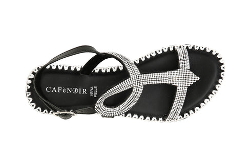 CafèNoir Donna Sandalo con motivo serpente strass C1GA1130 Nero cristallo