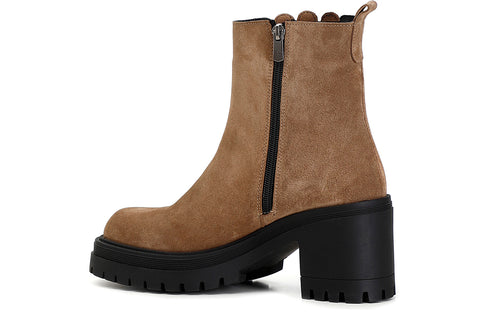 CafèNoir Donna Tronchetto alla caviglia in pelle scamosciata con elastico C1GA6430M017 Tabacco