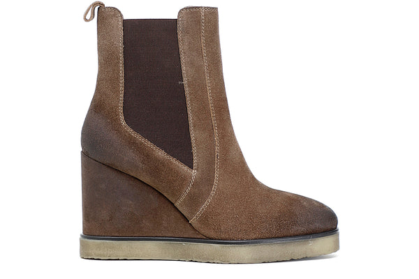 CafèNoir Donna Tronchetto in pelle scamosciata con zeppa e elastico C1GC6230 Taupe