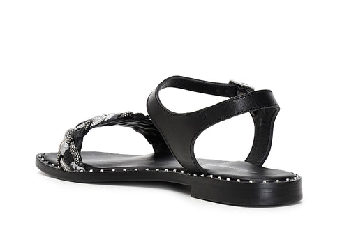 CafèNoir Donna Sandalo fascia strass e raffia intrecciata C1GE9160 Multi nero
