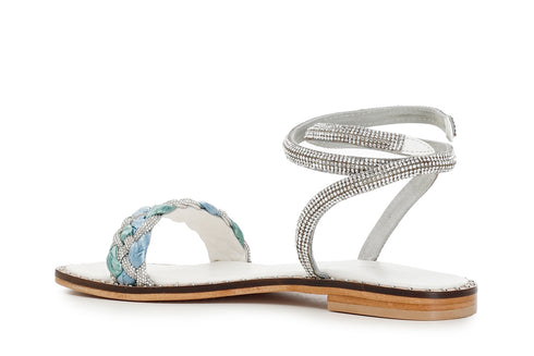 CafèNoir Donna Sandalo laccio alla caviglia fascia strass e rafia intrecciata C1GE9170 Multi turchese