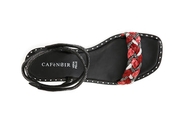CafèNoir Donna Sandalo laccio alla caviglia fascia strass e raffia intrecciata C1GE9170 Multi bordeaux