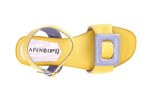 CafèNoir Donna Sandalo in pelle con fibbia fasciata imbottita C1GF1010 Giallo/viola