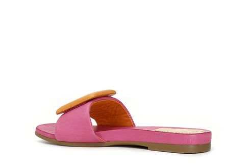 CafèNoir Donna Ciabatta in pelle con fibbia fasciata imbottita C1GF1030 Fuxia/arancio