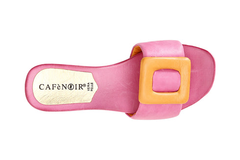 CafèNoir Donna Ciabatta in pelle con fibbia fasciata imbottita C1GF1030 Fuxia/arancio