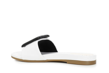 CafèNoir Donna Ciabatta in pelle con fibbia fasciata imbottita C1GF1030 Bianco/nero