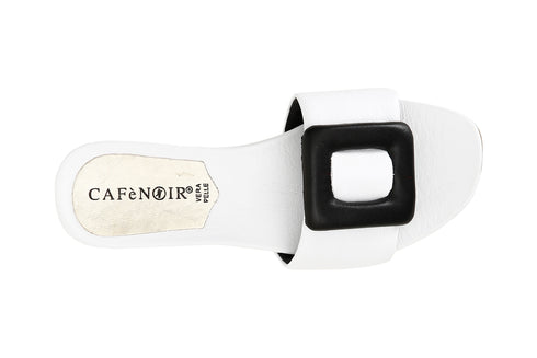 CafèNoir Donna Ciabatta in pelle con fibbia fasciata imbottita C1GF1030 Bianco/nero