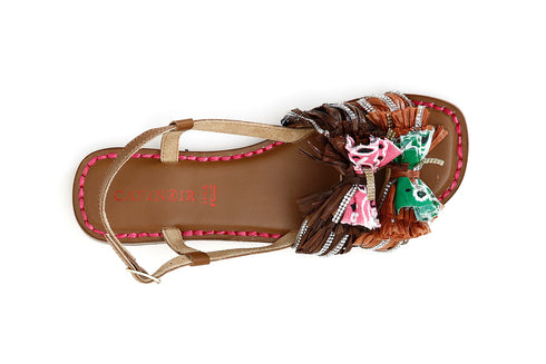 CafèNoir Donna Sandalo doppio fiocco in rafia C1GN9110M053 Multi cuoio