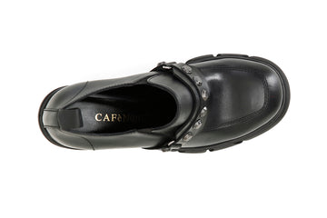 CafèNoir Donna Mocassino tacco alto in pelle con passante e borchie C1HA1210N001 Nero