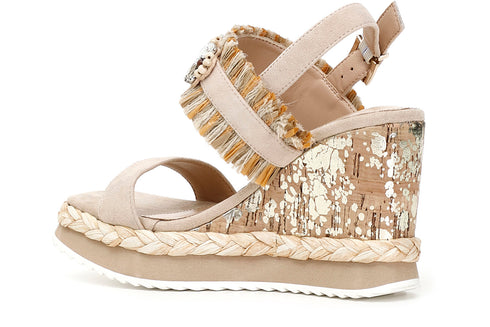 CafèNoir Donna Sandalo frate rafia multi e strass C1HA5110W025 Nude