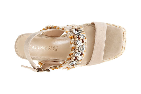 CafèNoir Donna Sandalo frate rafia multi e strass C1HA5110W025 Nude