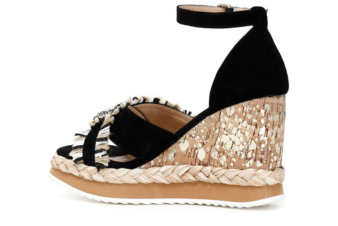 CafèNoir Donna Sandalo chiuso sul dietro rafia multi e strass C1HA5120N001 Nero