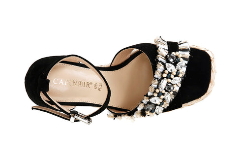 CafèNoir Donna Sandalo chiuso sul dietro rafia multi e strass C1HA5120N001 Nero