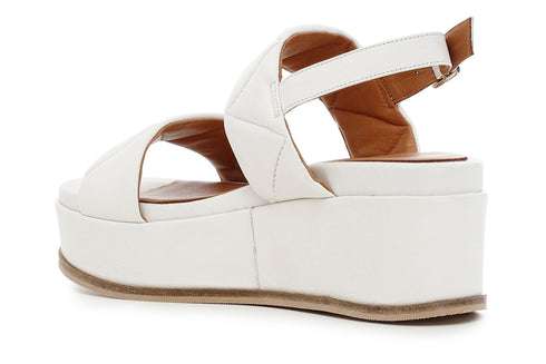 CafèNoir Donna Sandalo zeppa frate in pelle con imbottitura C1HC1210W026 Crema