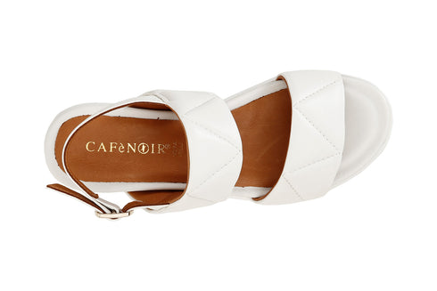 CafèNoir Donna Sandalo zeppa frate in pelle con imbottitura C1HC1210W026 Crema