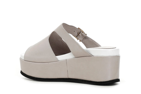 CafèNoir Donna Ciabatta con fibbia su zeppa in pelle C1HC1240M005 Taupe