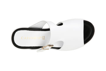 CafèNoir Donna Ciabatta con fibbia su zeppa in pelle C1HC1240W001 Bianco