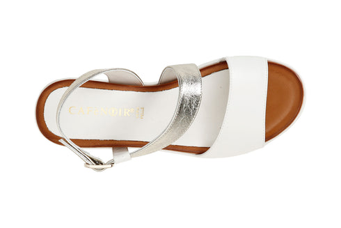 CafèNoir Donna Sandalo asimmetrico su zeppa in pelle C1HC1260Q008 Multi crema