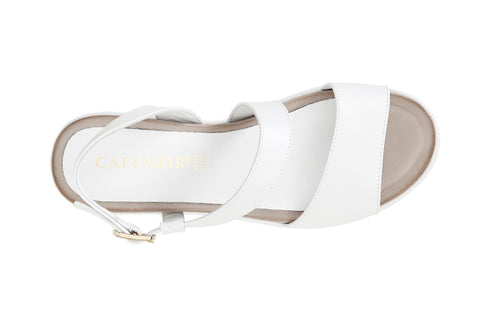 CafèNoir Donna Sandalo asimmetrico su zeppa in pelle C1HC1260W001 Bianco