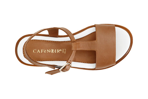 CafèNoir Donna Sandalo a t in pelle su zeppa bicolore C1HE1020M007 Cuoio