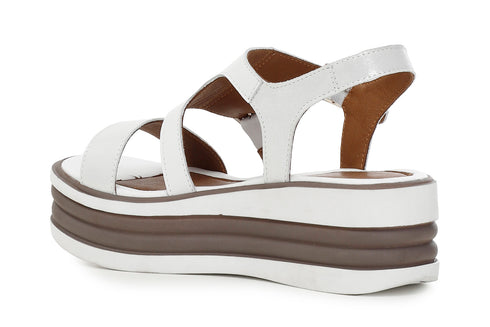 CafèNoir Donna Sandalo due fibbie in pelle su zeppa bicolore C1HE1040W001 Bianco