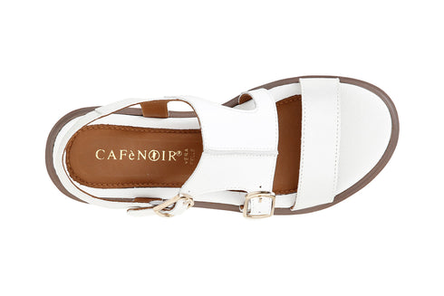 CafèNoir Donna Sandalo due fibbie in pelle su zeppa bicolore C1HE1040W001 Bianco