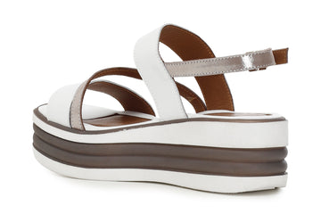 CafèNoir Donna Sandalo doppia fascia su zeppa bicolore C1HE1050 Multi bianco