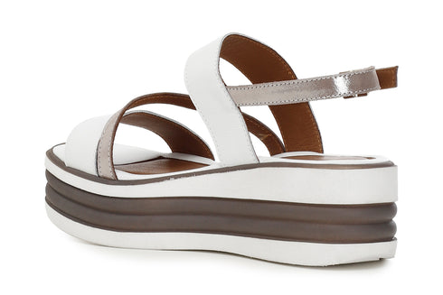 CafèNoir Donna Sandalo doppia fascia su zeppa bicolore C1HE1050 Multi bianco