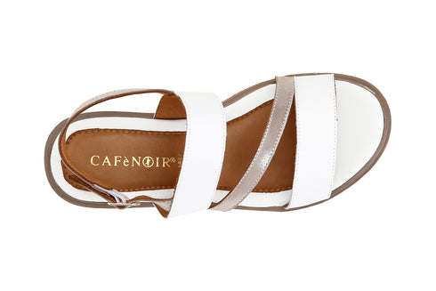 CafèNoir Donna Sandalo doppia fascia su zeppa bicolore C1HE1050 Multi bianco