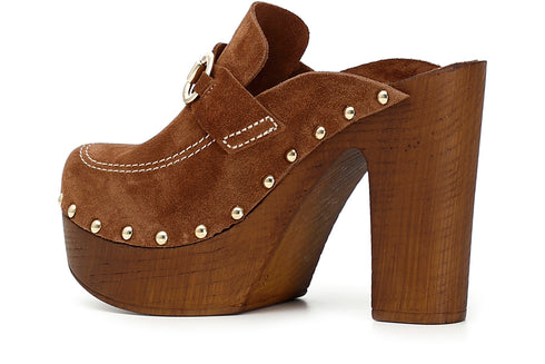 CafèNoir Donna Sabot in pelle scamosciata con morsetto C1HL6050M017 Tabacco