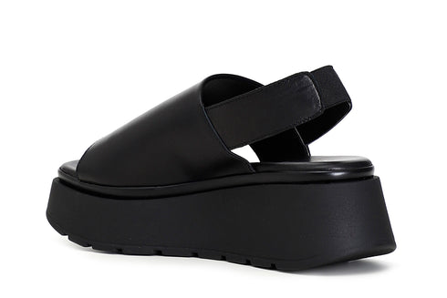 CafèNoir Donna Sandalo fascia in pelle su zeppa C1HP1020N001 Nero