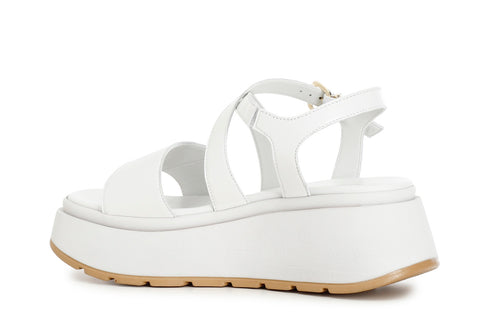 CafèNoir Donna Sandalo incrocio in pelle su zeppa C1HP1050W001 Bianco