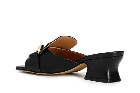 CafèNoir Donna Ciabatta in pelle con catena C1LB4207N001 Nero