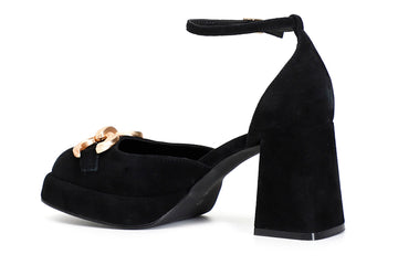 CafèNoir Donna Decollete' in camoscio con laccio e accessorio C1LD5030N001 Nero