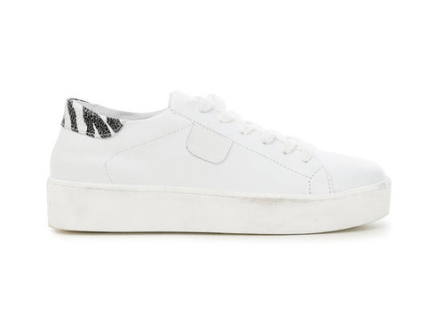 CafèNoir Donna Sneakers in pelle con dettagli zebrati C1XB1003 Bianco