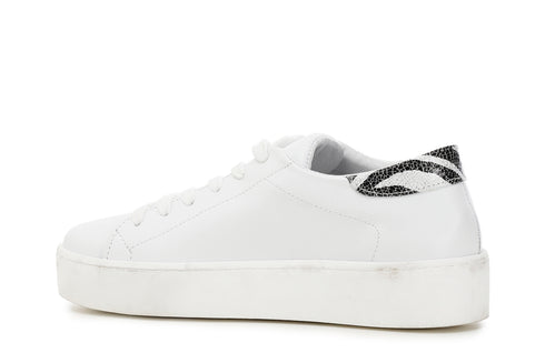 CafèNoir Donna Sneakers in pelle con dettagli zebrati C1XB1003 Bianco
