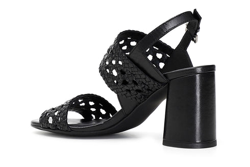 CafèNoir Donna Sandalo 2 fasce in pelle intrecciata C1XG1930N001 Nero