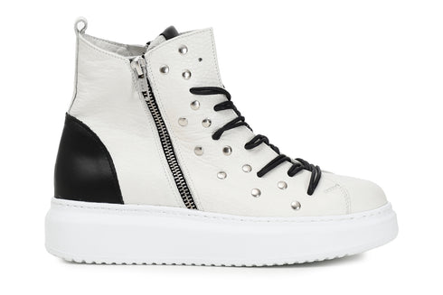 CafèNoir Donna Ginnica tronchetto pelle allacciata FDE122 Panna